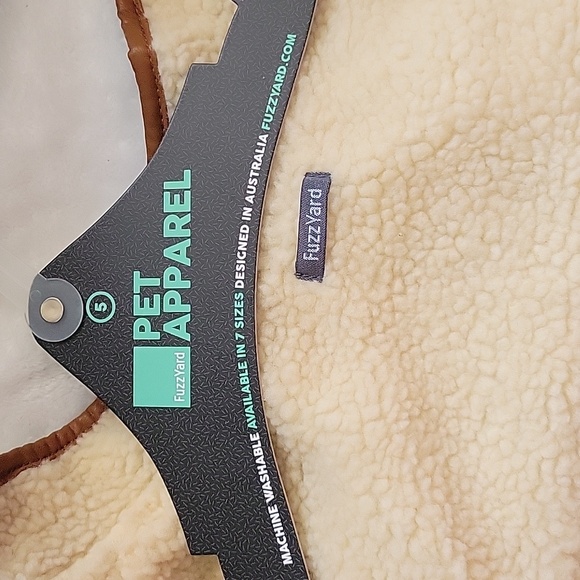 FuzzYard Quilted Dog Jacket - Black and brown faux leather size 5 - Picture 6 of 11